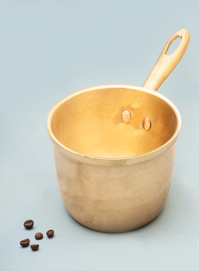 80's Cookware قدر طهي برونزي أيورفيدي من الثمانينيات، سعة 1 لتر، مصنوع من البرونز النقي 100%، غير سام - 15.5 بوصة - Image 3